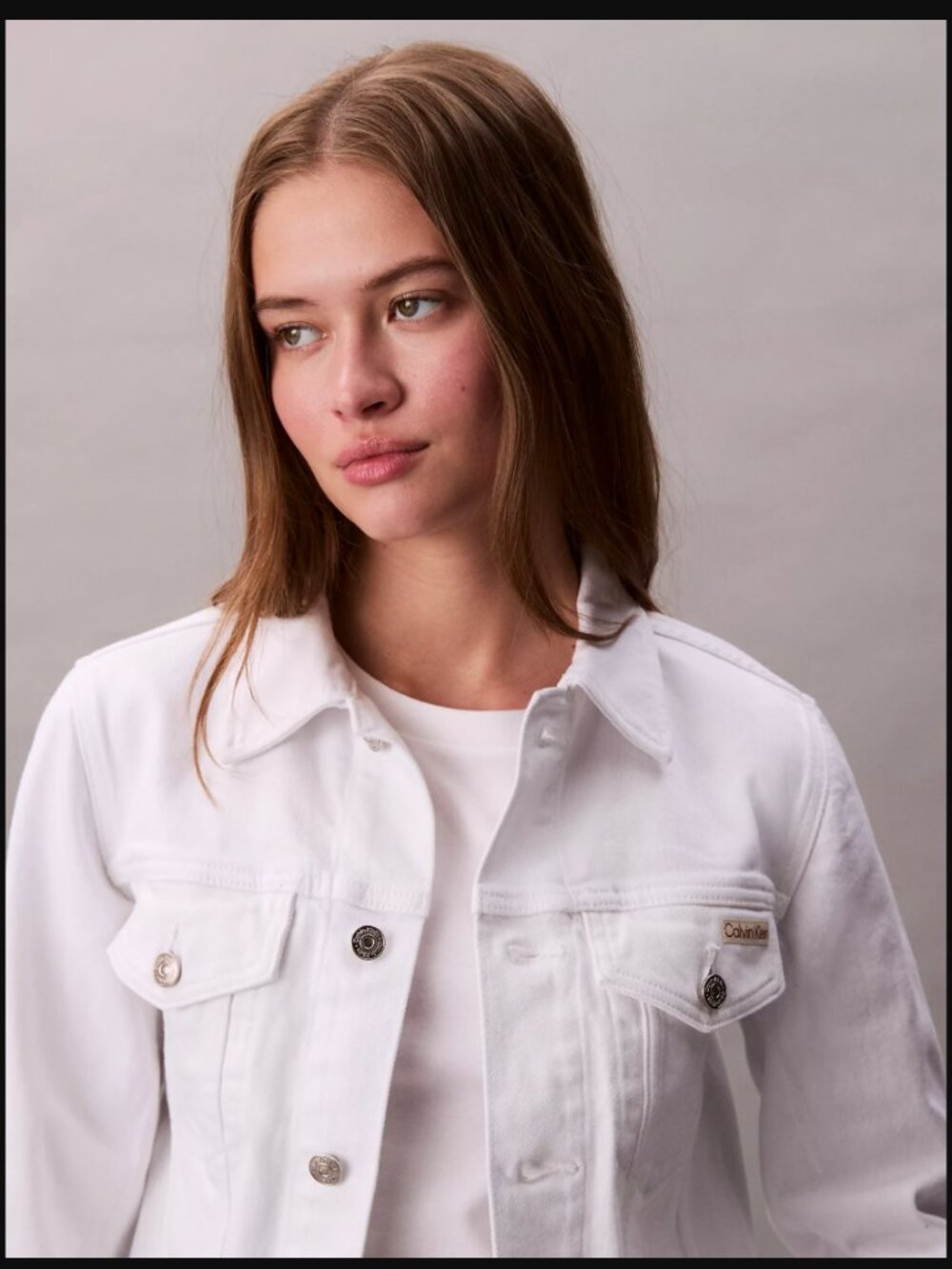 Calvin Klein Classic Denim Trucker Jacket Optic White Sz L Retail Price $109.00